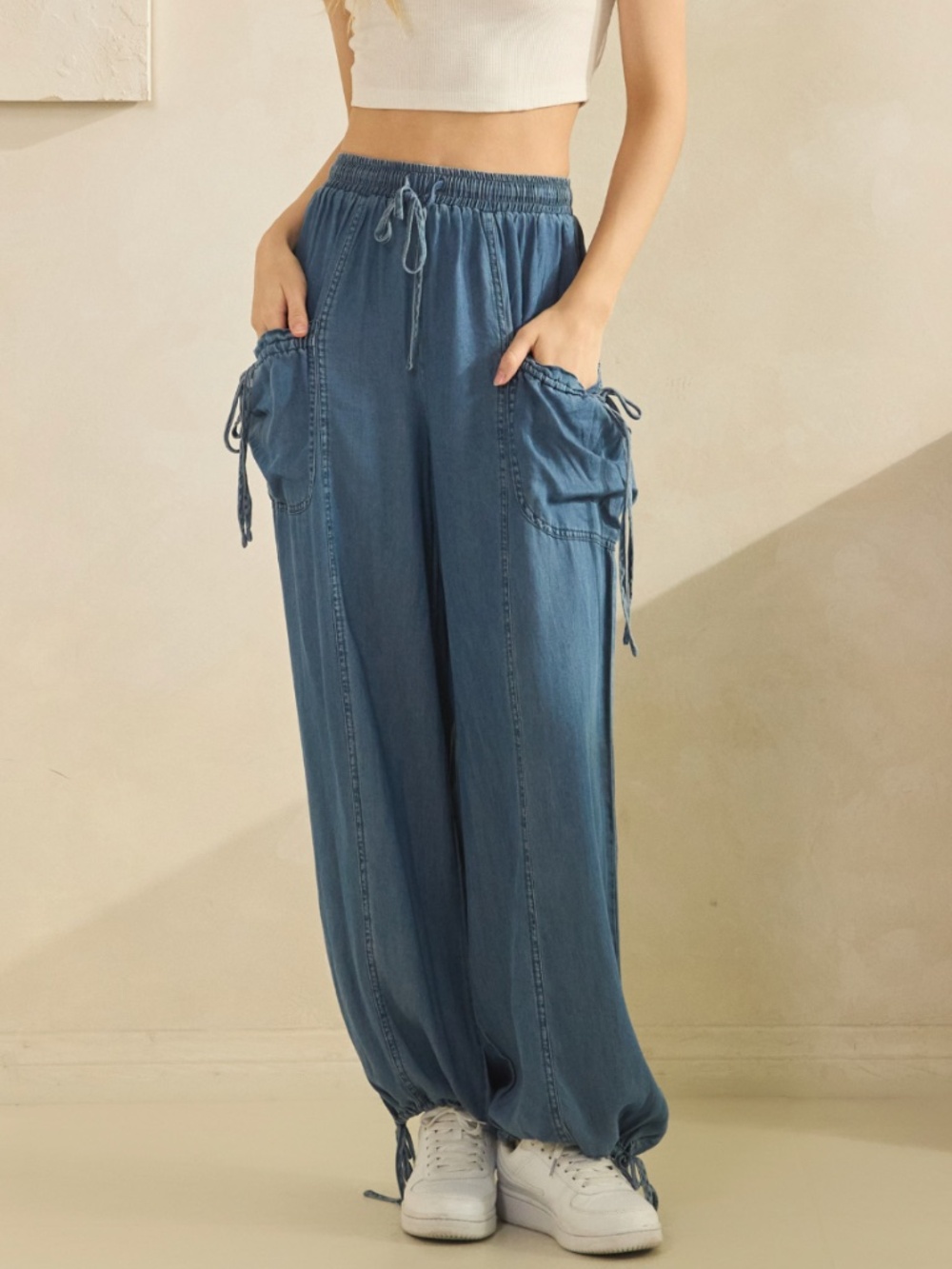 #1229 DRAWSTRING UTILITY CARGO-STYLE WIDE-LEG JOGGER